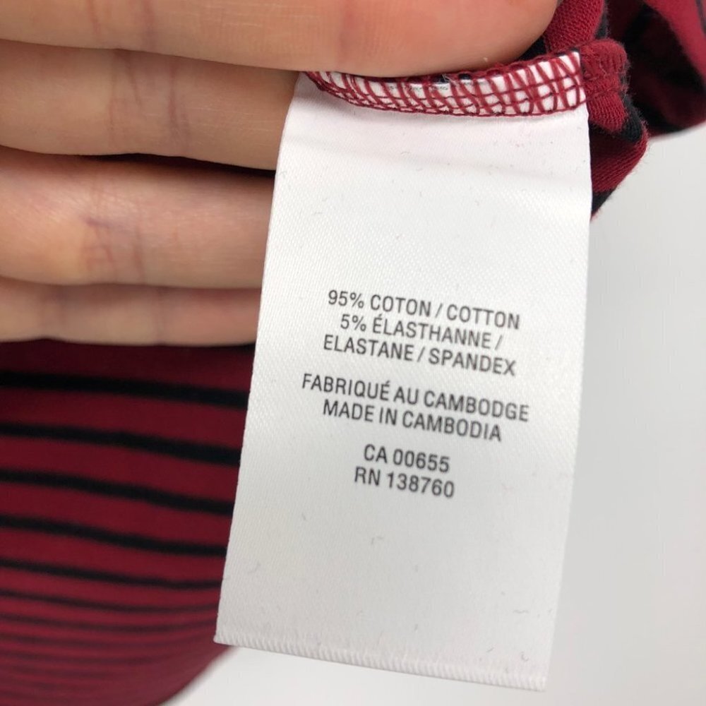 NWT- Reitman's Red & Black Striped 3/4 Sleeve T  shirt XS - Picture 7 of 16